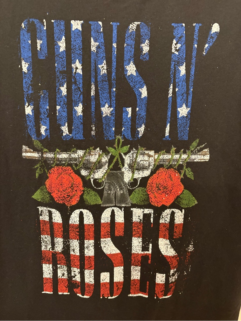 Guns N’ Roses Americana Flag Logo Band Tee Black Graphic T-Shirt XXL - Picture 2 of 5